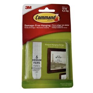 Command Medium Picture Hanging Strips 17204ES Damage Free Strong White, 6 Pairs